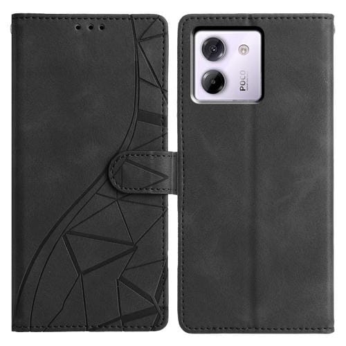 Funda de cuero con relieve de triángulos para Xiaomi Poco M7 Pro 5G (negra)
