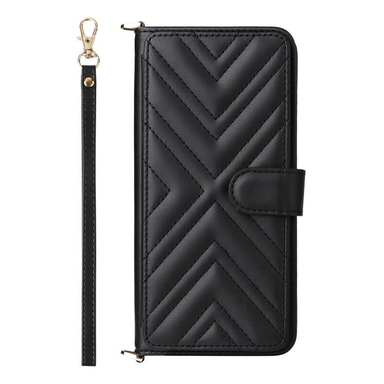 Funda de cuero multifuncional para Huawei Nova 14 Pro 5G con 6 ranuras para tarjetas y correa para la muñeca (negra)