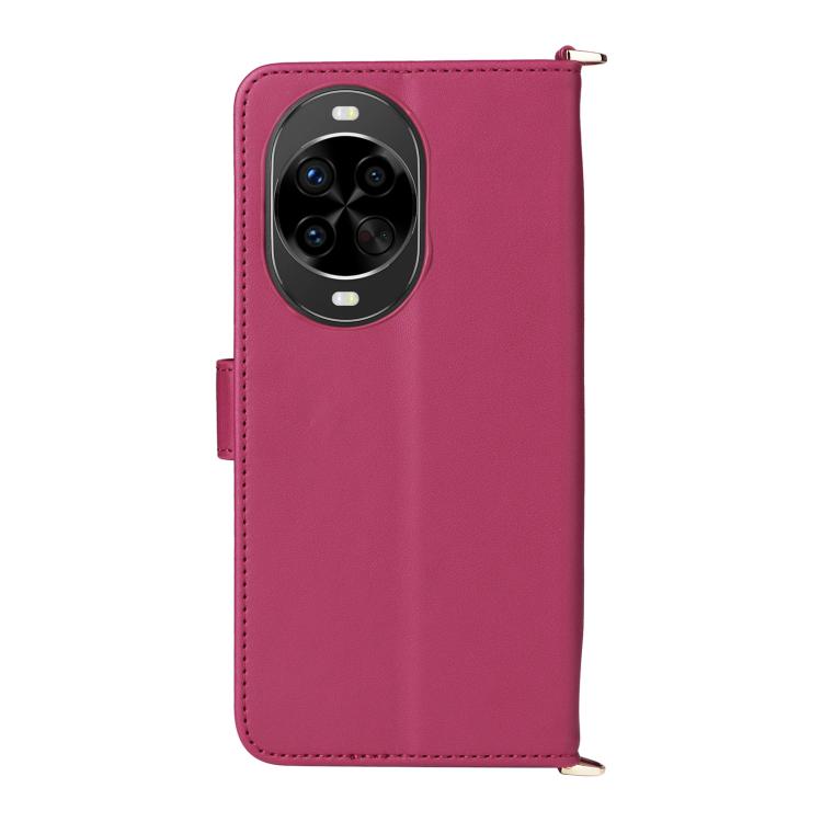 Funda de cuero multifuncional para Huawei nova 14 Ultra 5G con 6 ranuras para tarjetas y correa para la muñeca (rosa)