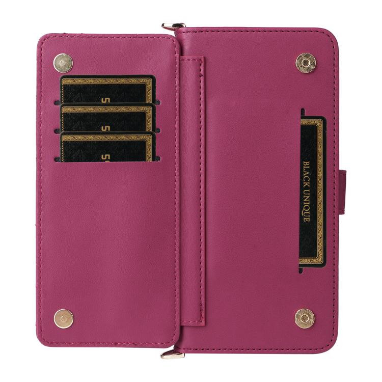 Funda de cuero multifuncional para Huawei nova 14 Ultra 5G con 6 ranuras para tarjetas y correa para la muñeca (rosa)