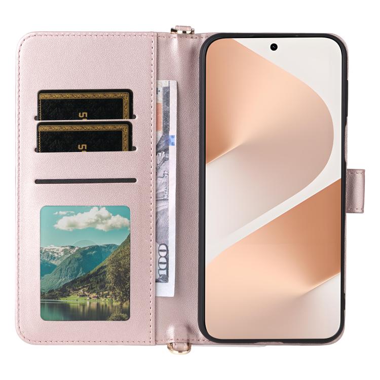 Funda de cuero multifuncional para Huawei Pura 80 Pro 5G / 80 Pro+ 5G con 6 ranuras para tarjetas y correa para la muñeca (rosa)
