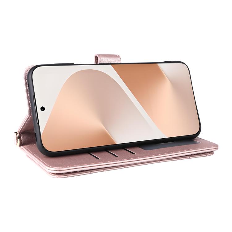 Funda de cuero multifuncional para Huawei Pura 80 Pro 5G / 80 Pro+ 5G con 6 ranuras para tarjetas y correa para la muñeca (rosa)