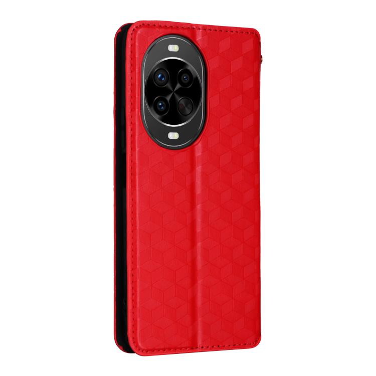 Funda de cuero con tapa y textura de cuadrícula cúbica para Huawei Nova 14 Ultra 5G (roja)