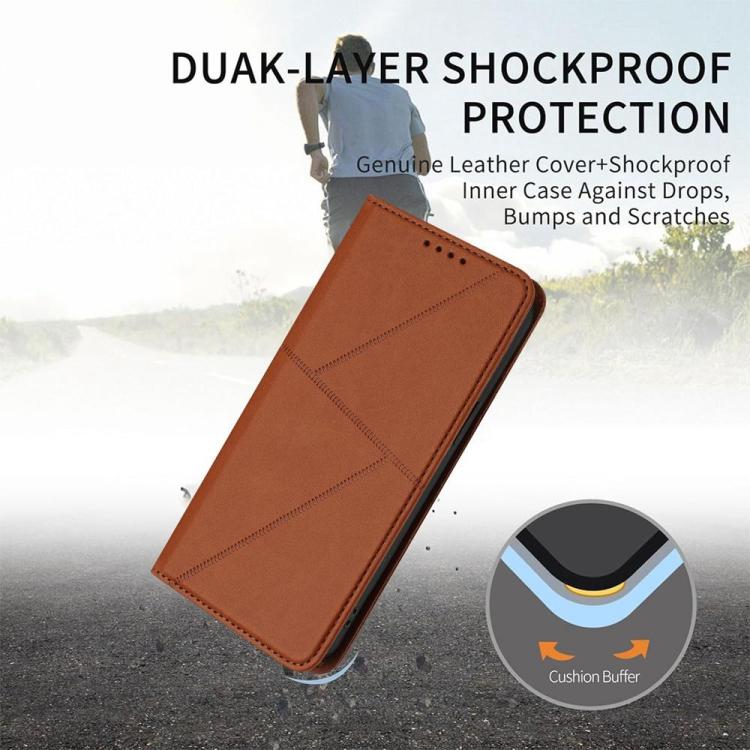 Funda de cuero con tapa magnética resistente y esmerilada para Samsung Galaxy S25 FE 5G (color café)