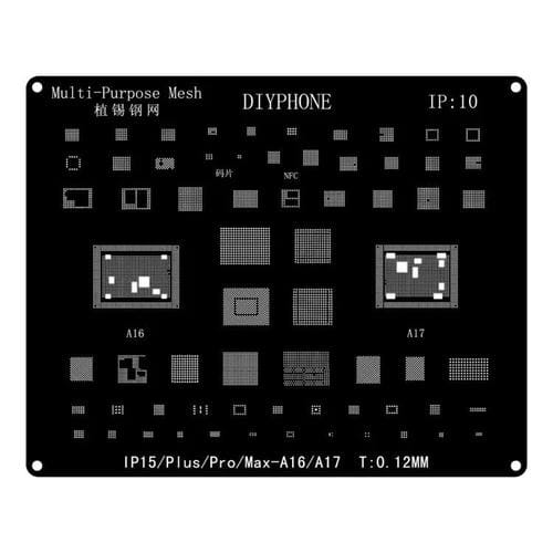 Plantilla de Reballing BGA Apple iPhone 15 15 Pro Max con Posicionamiento Preciso y Corte Láser de Precisión