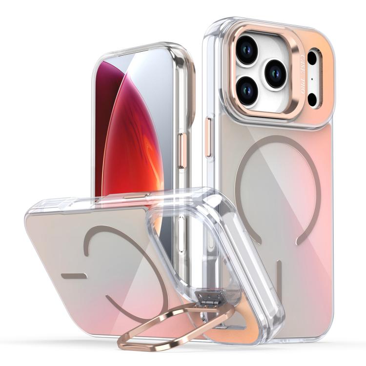 Funda Magsafe con soporte para lente degradado y decoloración para iPhone 17 Pro (dorado desierto)