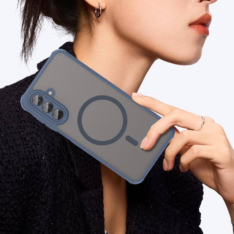 Funda híbrida de TPU y PC esmerilada Magsafe para Samsung Galaxy A17 5G (azul)