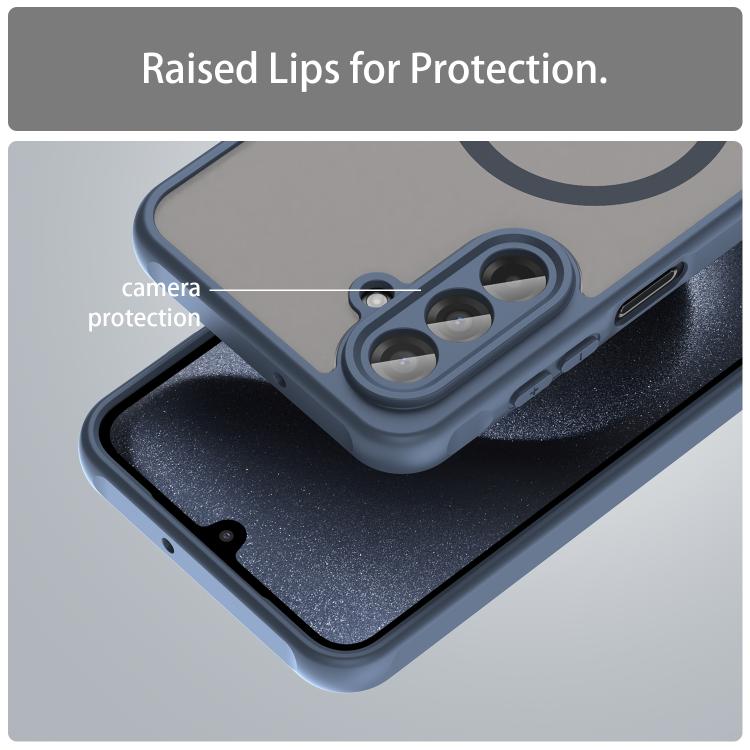 Funda híbrida de TPU y PC esmerilada Magsafe para Samsung Galaxy A17 5G (azul)