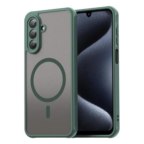 Funda híbrida de TPU y PC esmerilada Magsafe para Samsung Galaxy A17 5G (verde)