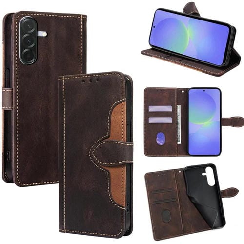 Funda de cuero con hebilla magnética y tacto suave para Samsung Galaxy A36 5G (marrón)