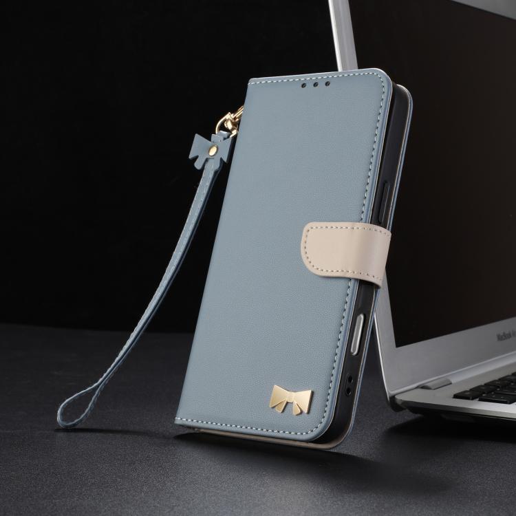 Funda de cuero con lazo metálico y correa para Samsung Galaxy S25 FE 5G (azul claro)