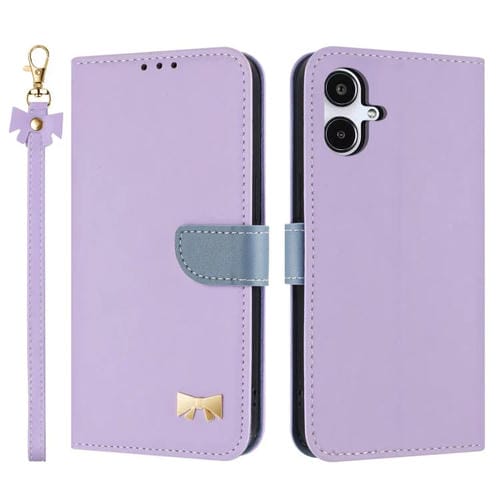 Funda de cuero con lazo metálico y correa para Samsung Galaxy A06/A07 4G (morado)