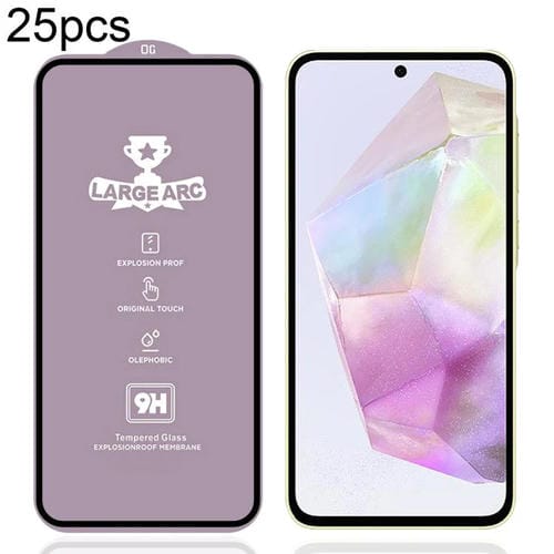 Película de vidrio templado de arco grande de aluminio de alta resistencia, 25 unidades, 9H, 0,4 mm, para Samsung Galaxy A35 5G