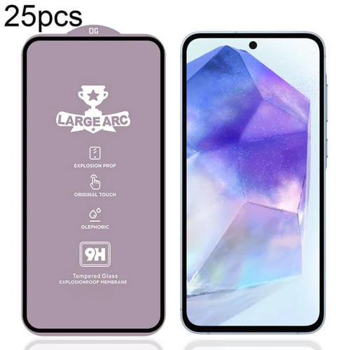 Película de vidrio templado de arco grande de aluminio de alta resistencia, 25 unidades, 9H, 0,4 mm, para Samsung Galaxy A55 5G