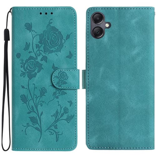 Funda de cuero con estampado floral en relieve para Samsung Galaxy A07 (verde)