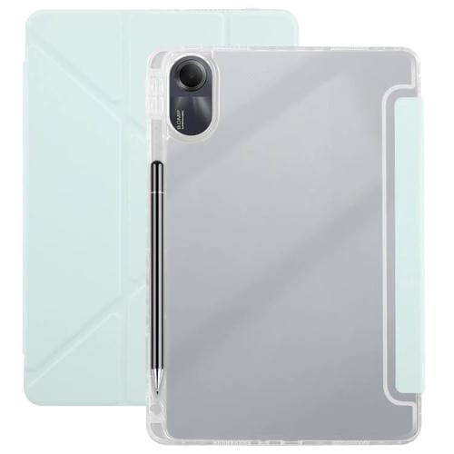 Funda de cuero acrílico transparente deformable para Redmi Pad SE 11 2025/Pad 2 (verde claro)