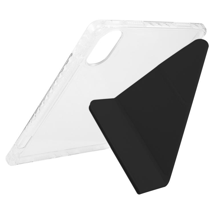 Funda de cuero acrílico transparente deformable para Redmi Pad SE 11 2025/Pad 2 (negro)