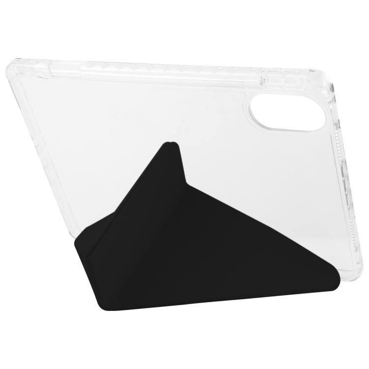 Funda de cuero acrílico transparente deformable para Redmi Pad SE 11 2025/Pad 2 (negro)