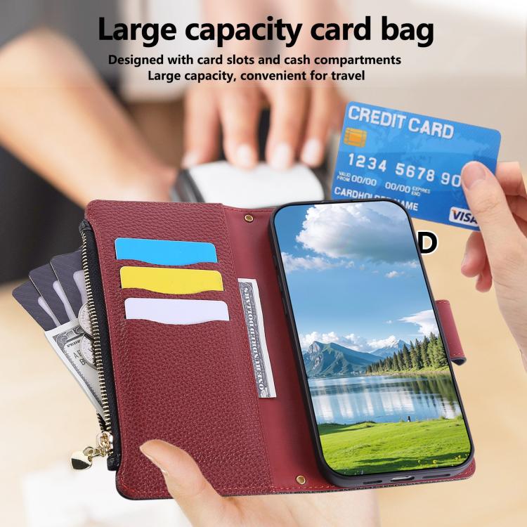 Funda de cuero con hebilla redonda y cremallera para Redmi K80 Pro/Poco F7 Ultra, con correa cruzada (negro)