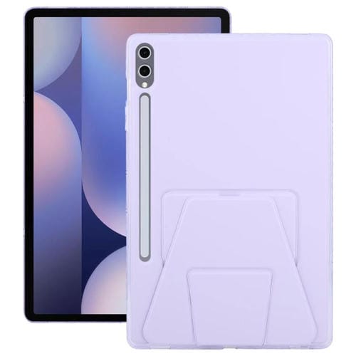 Funda plegable con soporte magnético y parte trasera de cuero acrílico para Samsung Galaxy Tab S10+/S9+ (morado)