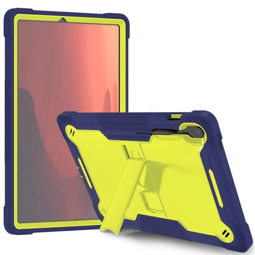 Funda híbrida de silicona a prueba de golpes para Samsung Galaxy Tab S10 FE+ con soporte (amarillo, verde, azul marino)