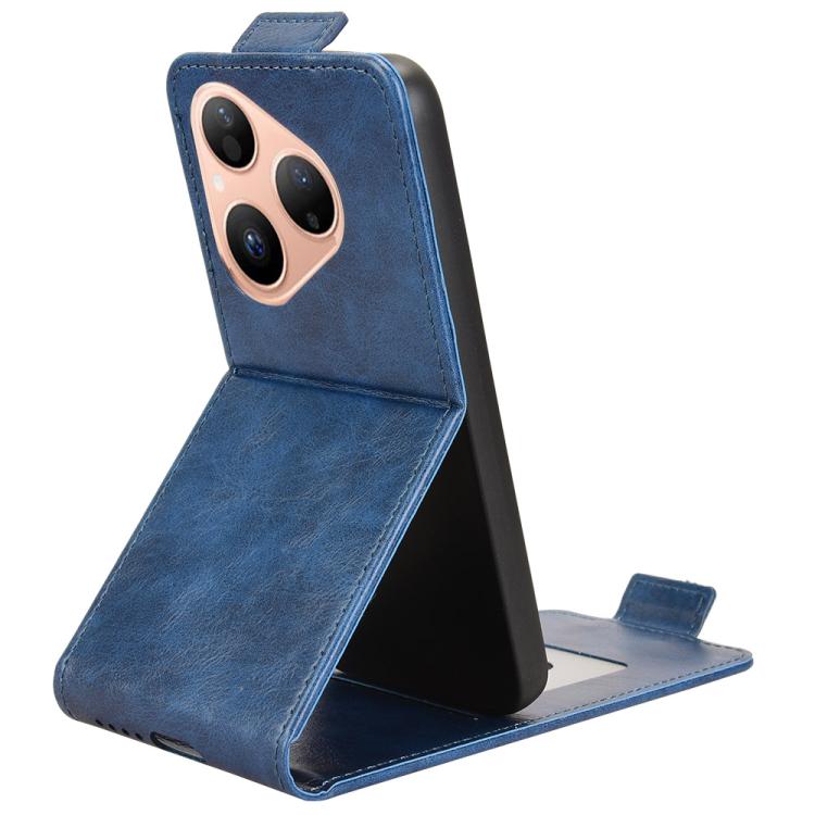 Funda magnética vertical de cuero con hebilla para Huawei Pura 80 5G (azul)