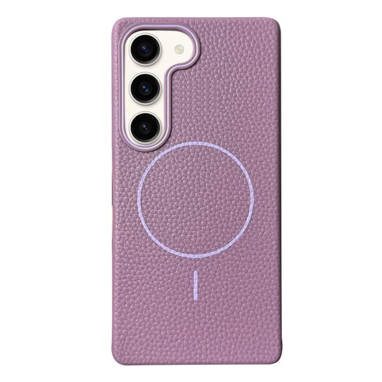 Funda de TPU con textura de lichi MagSafe para Samsung Galaxy S22 5G (morado atardecer)