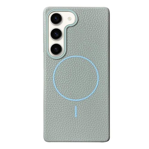 Funda de TPU con textura de lichi MagSafe para Samsung Galaxy S22+ 5G (azul claro)
