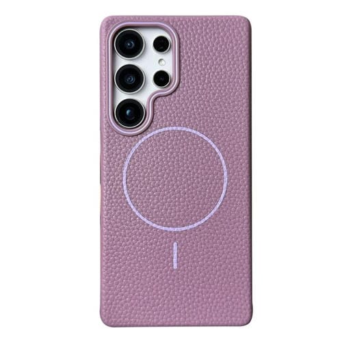 Funda de TPU con textura de lichi MagSafe para Samsung Galaxy S23 Ultra 5G (morado atardecer)