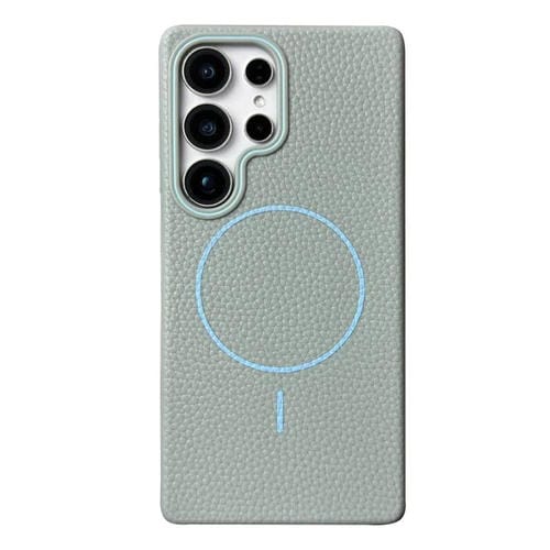 Funda de TPU con textura de lichi MagSafe para Samsung Galaxy S23 Ultra 5G (azul claro)