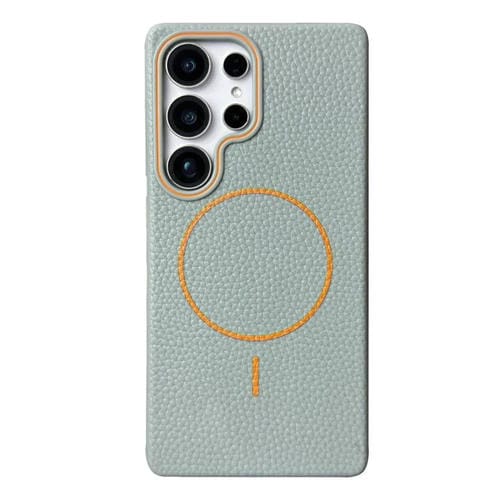 Funda de TPU con textura de lichi MagSafe para Samsung Galaxy S24 Ultra 5G (azul y naranja)