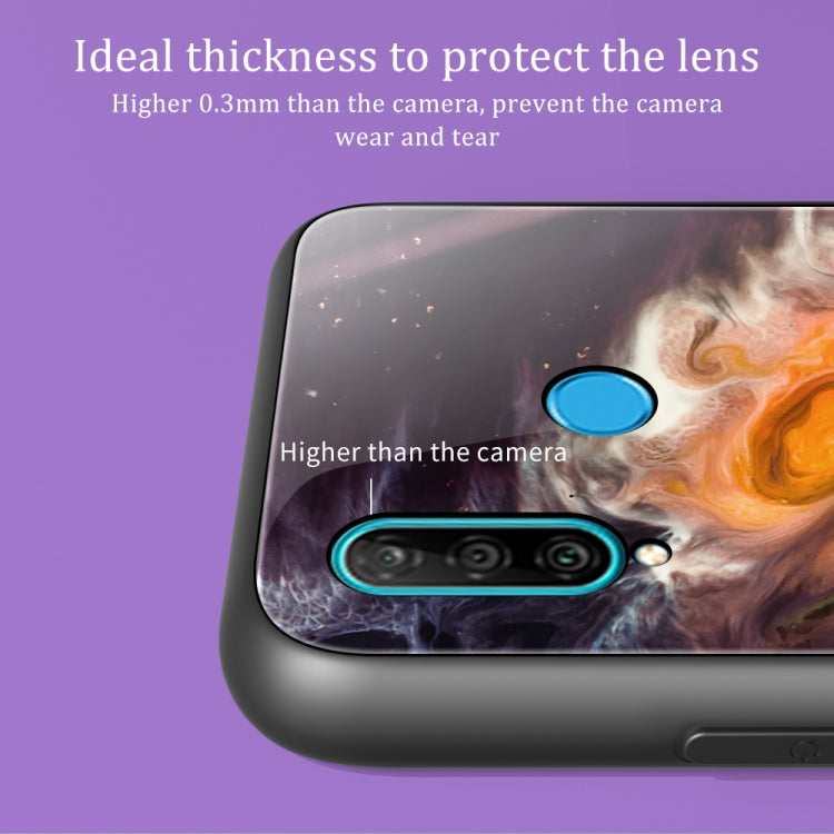 Para Huawei P30 lite / nova 4e Funda protectora de vidrio con patrón de mármol (DL04)