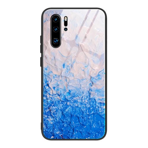 Para Huawei P30 Pro Funda protectora de vidrio con patrón de mármol (DL07)