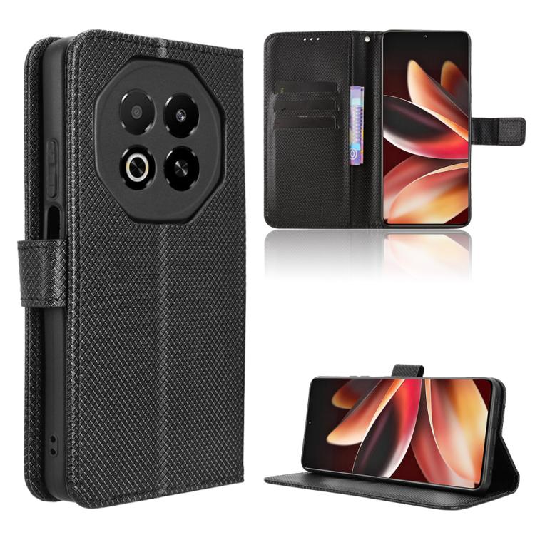 Funda de cuero con textura de diamante para Meizu Note 16 5G (negra)
