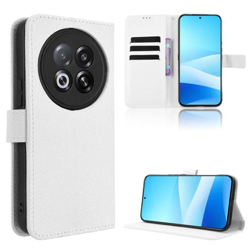 Funda de cuero con textura de diamante para Meizu Note 16 Pro 5G (blanca)