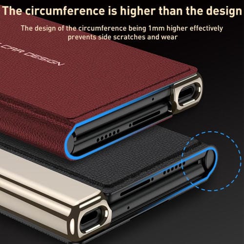 Funda plegable de cuero liso galvanizado GKK para Huawei Mate Xs 2 (roja)