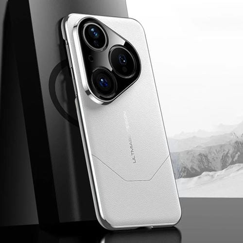 Funda premium galvanizada de imitación con diseño de vanguardia para Huawei Pura 80 5G (blanca)