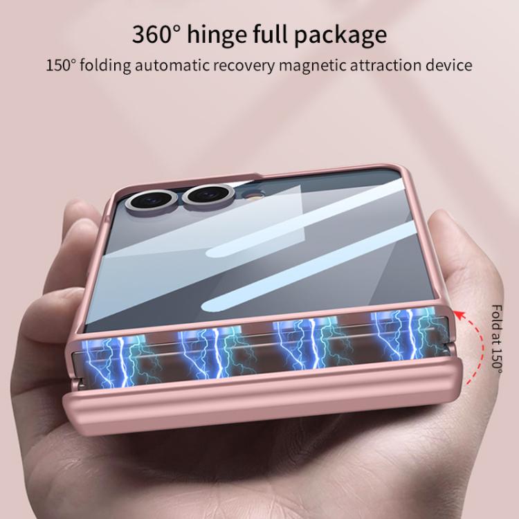 Funda con tapa magnética de cobertura total para Samsung Galaxy Z Flip7 5G con película HD integrada GKK (rojo vino)