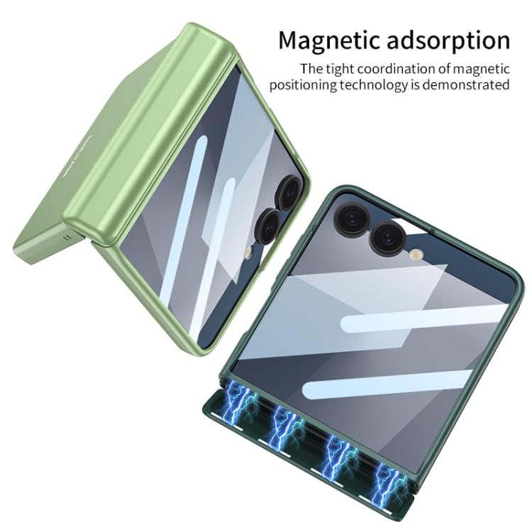 Funda con tapa magnética de cobertura total para Samsung Galaxy Z Flip7 5G con película HD integrada GKK (naranja)
