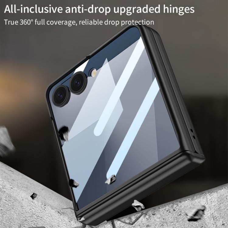 Funda con tapa magnética de cobertura total para Samsung Galaxy Z Flip7 5G con película HD integrada GKK (gris titanio)