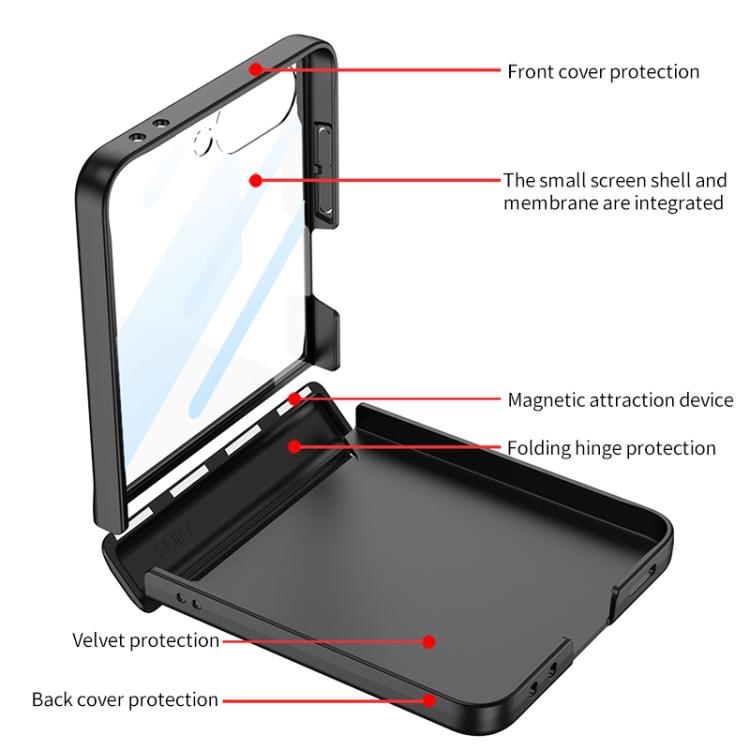 Funda con tapa magnética de cobertura total para Samsung Galaxy Z Flip7 5G con película HD integrada GKK (negra)