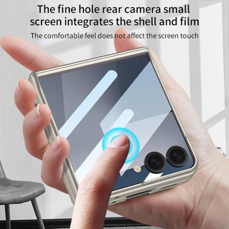 Funda con tapa magnética de cobertura total para Samsung Galaxy Z Flip7 5G con película HD integrada GKK (verde)