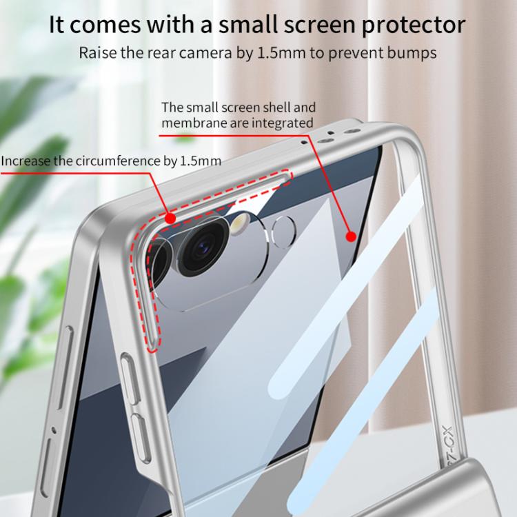 Funda con tapa magnética de cobertura total para Samsung Galaxy Z Flip7 5G con película HD integrada GKK (gris titanio)