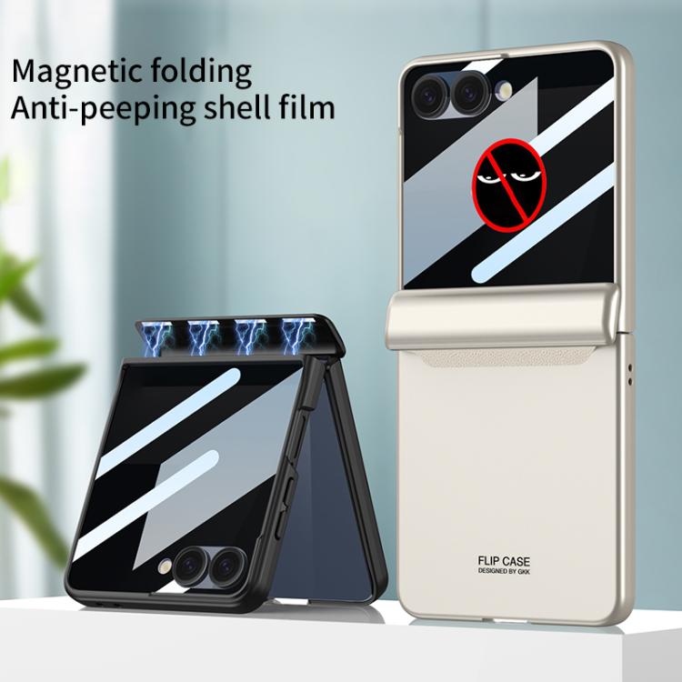 Funda magnética con tapa para Samsung Galaxy Z Flip7 5G con película de privacidad integrada GKK (morado sueño)
