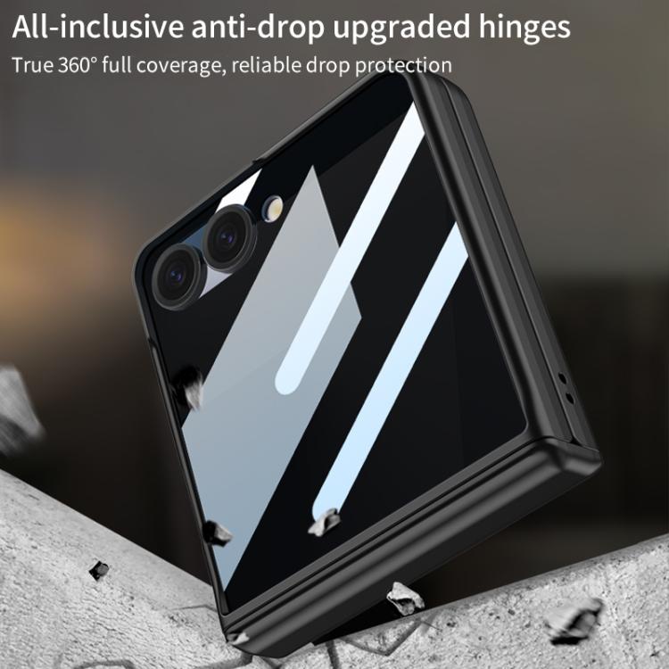 Funda con tapa magnética de cobertura total para Samsung Galaxy Z Flip7 5G con película de privacidad integrada GKK (plateada)