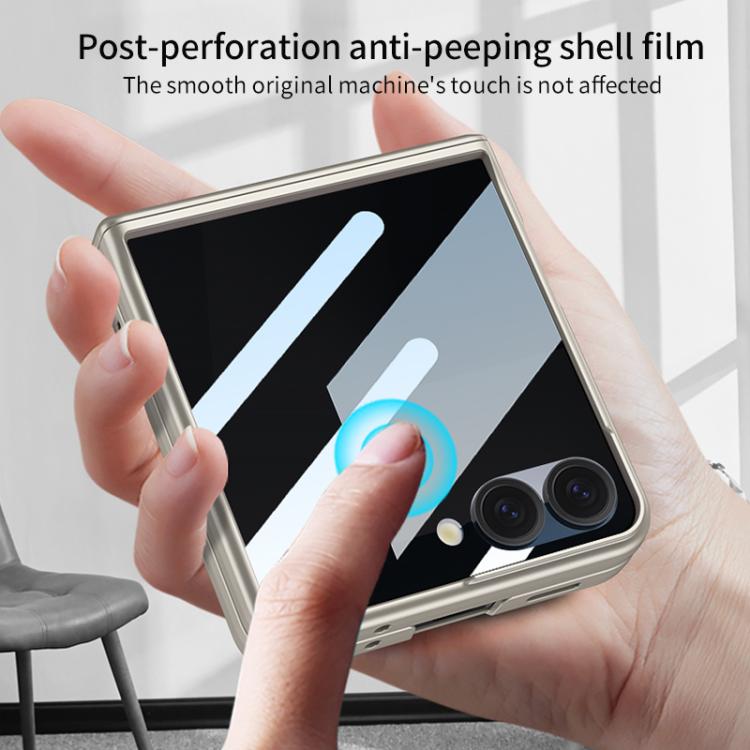 Funda con tapa magnética de cobertura total para Samsung Galaxy Z Flip7 5G con película de privacidad integrada GKK (naranja)