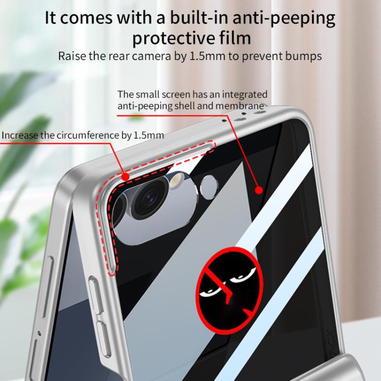 Funda magnética con tapa para Samsung Galaxy Z Flip7 5G con película de privacidad integrada GKK (morado sueño)