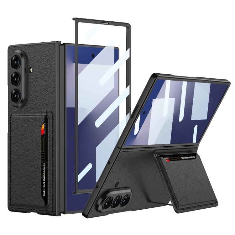 Funda de cuero ultrafina integrada GKK con ranuras para tarjetas para Samsung Galaxy Z Fold7 5G (negro)