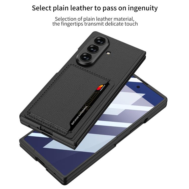 Funda de cuero ultrafina integrada GKK con ranuras para tarjetas para Samsung Galaxy Z Fold7 5G (gris titanio)
