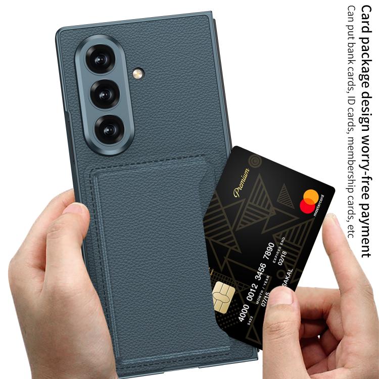 Funda de cuero ultrafina integrada GKK con ranuras para tarjetas para Samsung Galaxy Z Fold7 5G (gris titanio)
